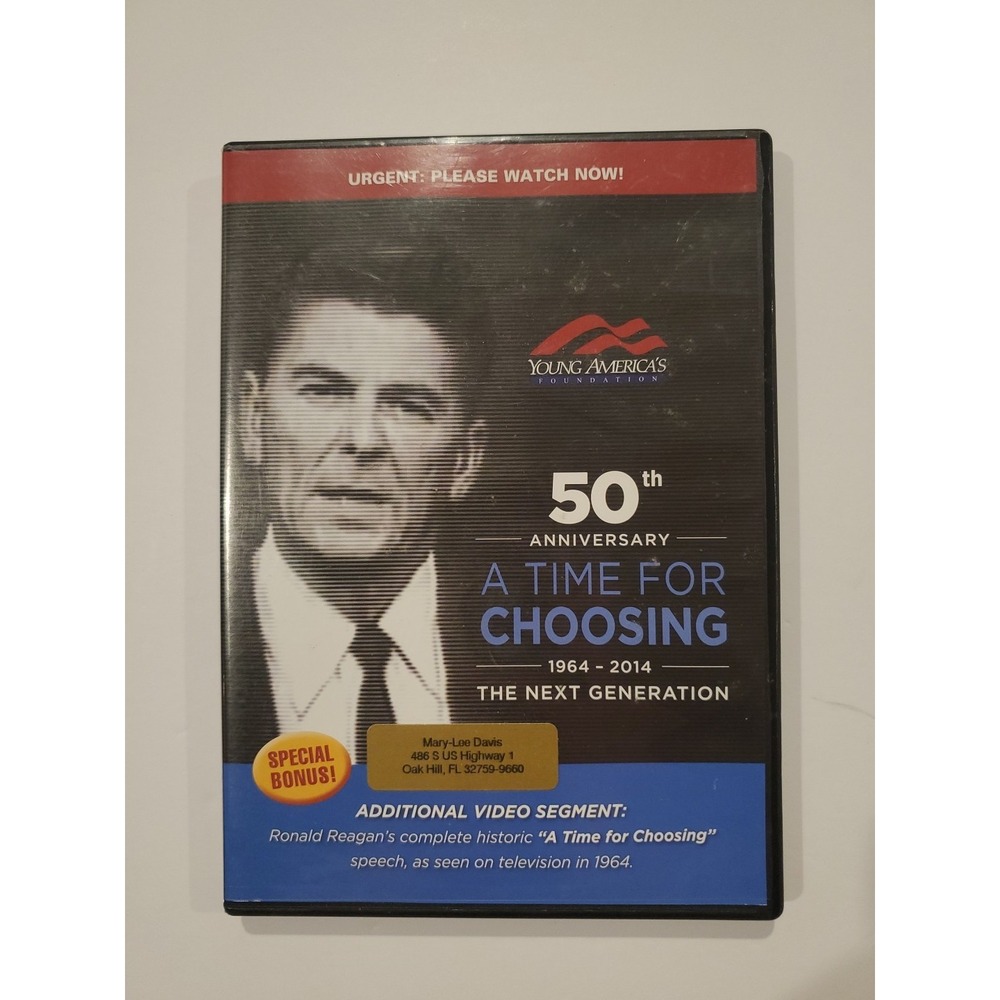 A Time for Choosing (1964-2014) DVD Ronald Reagan 50th Anniversary Young America